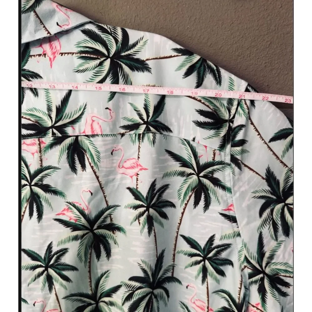 Mohez Tropical Vacation Shirt XXL Retro Palm Tree Print Casual Summer Top